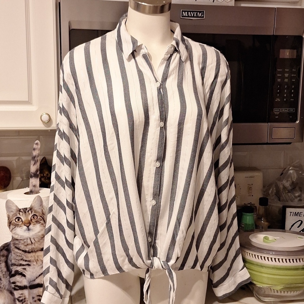 Womens Jennifer Lopez casual 3/4 sleeve button down shirt XL